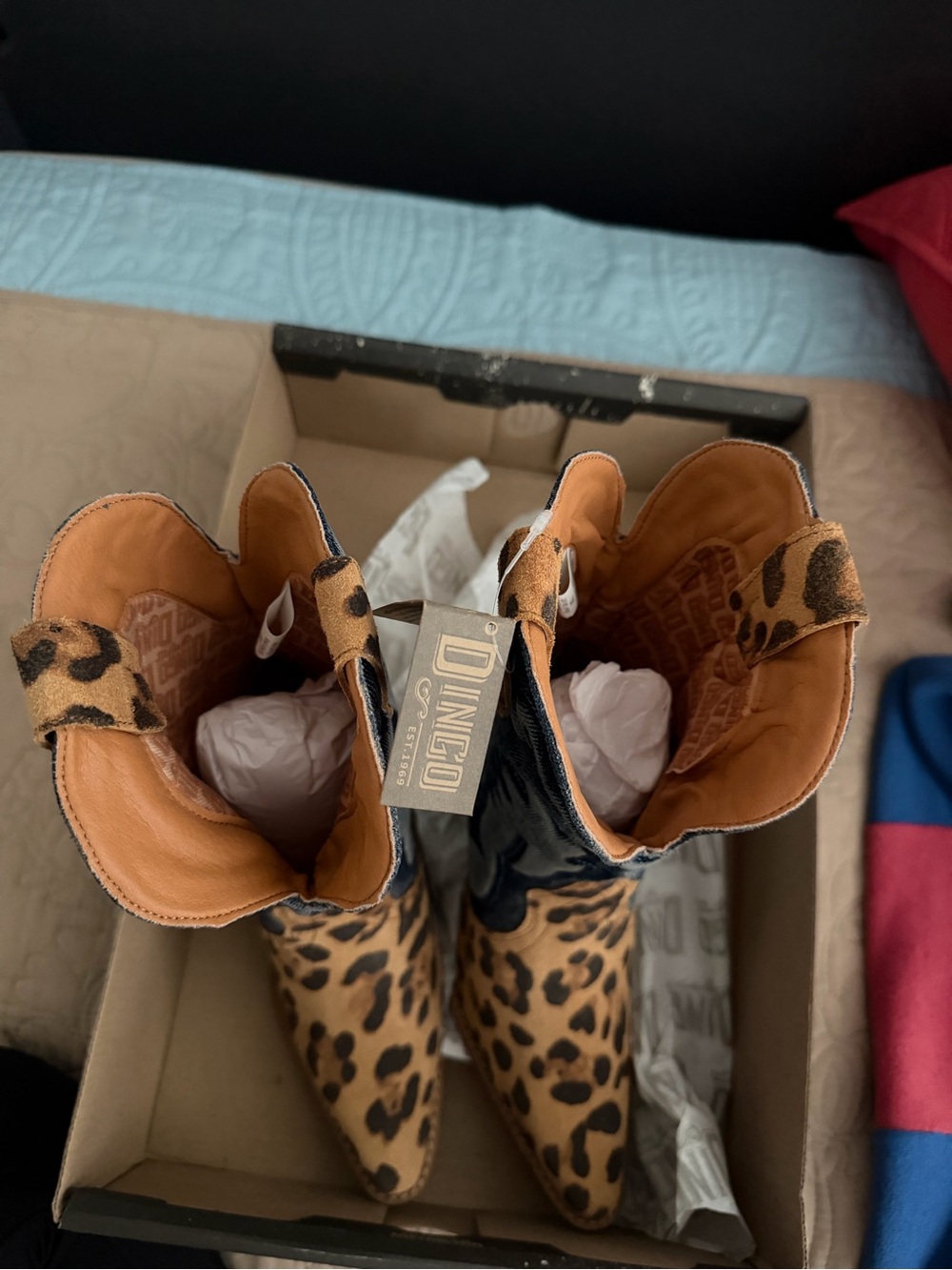 dingo Leopard & Denim Western Heeled Boots - Picture 3 of 8